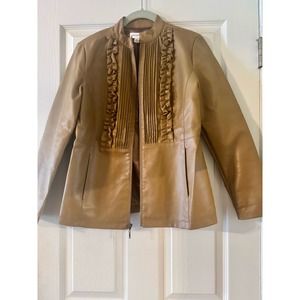 Susan Graver Faux leather ruffle jacket XXS